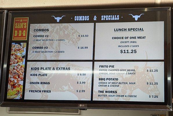 Menu options