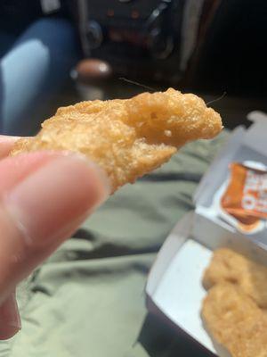 me and my friends 10 Piece McNuggets Meal had hair in it. Also, her fry box had hair as well.