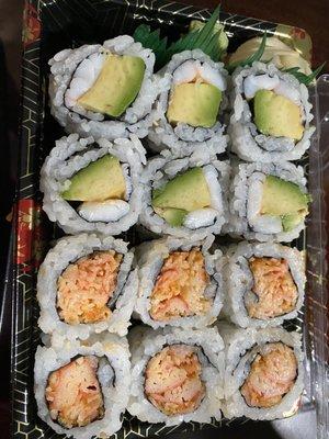 Sushi Lunch Special: 2 rolls and a drink $7.95 (shrimp avocado and spicy crab)