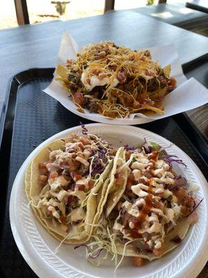 Fish Tacos & Carne Asada Nachos