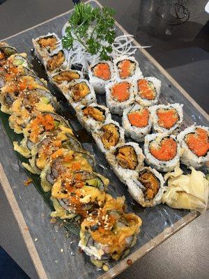 Royal Sushi Roll, sweet potato roll and spicy tuna roll