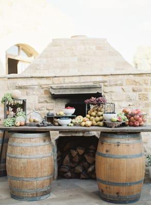 Amalfi Barrels turned into a buffet station