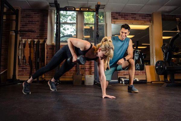 Trainer with client in Queen Anne, Seattle location The Seattle Gym.