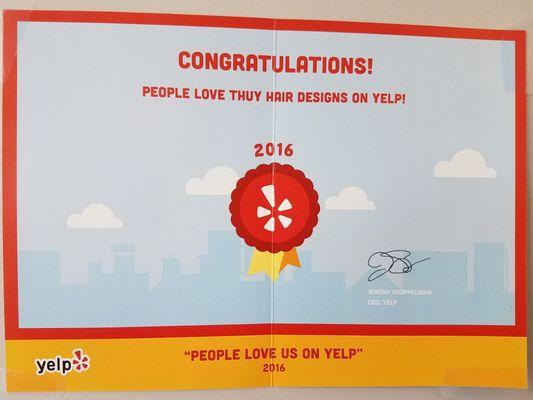 Recognition from Yelp!!