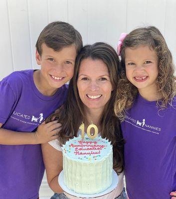 Founder Ryan Jordan celebrates 10 years in business with her kids!