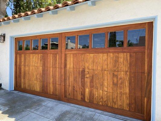 Our newly finished garage door - It was almost black before the Doctor .....