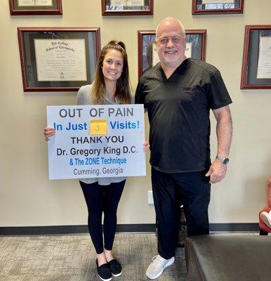 Dr Gregory King with another patient so happy she chose Backsmart Chiropractic