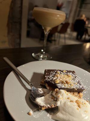 Chocolate torte and espresso martini for a night cap. (March 2023)