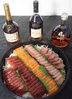 SASHIMI PLATTER (AHI, Salmon & Hamachi) Ohh-wee *Cant forget the HENNESSY tho *11/1/2020