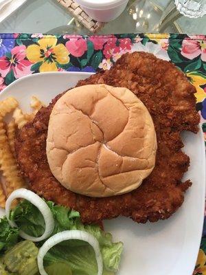 Famous pork tenderloin in an extra large bun