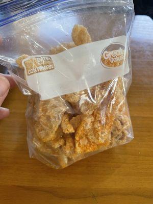 Pork rinds. Very good.