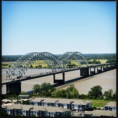 View of the Mississippi River and Arkansas from the top of the pyramid