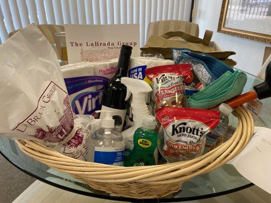 Our New Welcome Baskets to New Tenants - Includes PureGreen24 - EPA registered disinfectant and a green microfiber cloth.