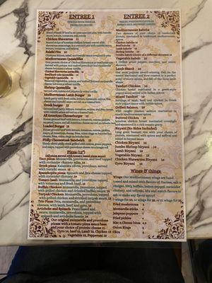 Menu back