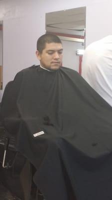 My son finally getting a haircut