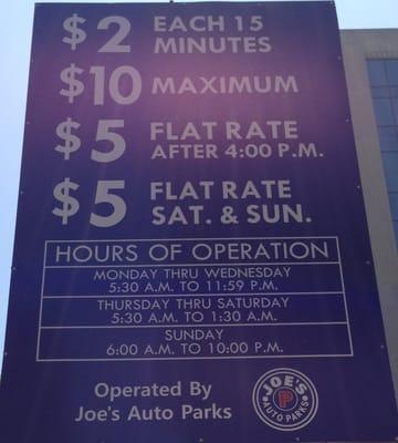 Note that if you leave after 12 midnight on a weekend, they charge $10.