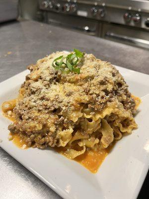 Mafaldine fresh pasta with lamb ragù