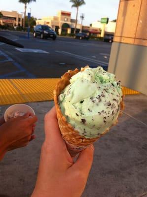 Mint chip in a waffle cone!