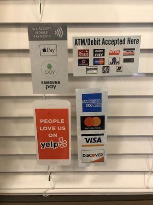 All forms of payment accepted on our Poynt terminal.