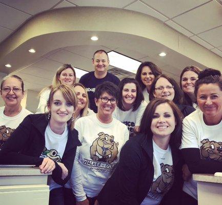 Staff at the Fishers office celebrating National Orthodontic Health Month with a T-Shirt Spirit Day for our patients. We had so much fun!