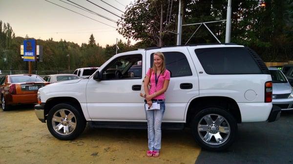 She got a nice clean Tahoe. Has came back just to say hi she liked working with us so much.