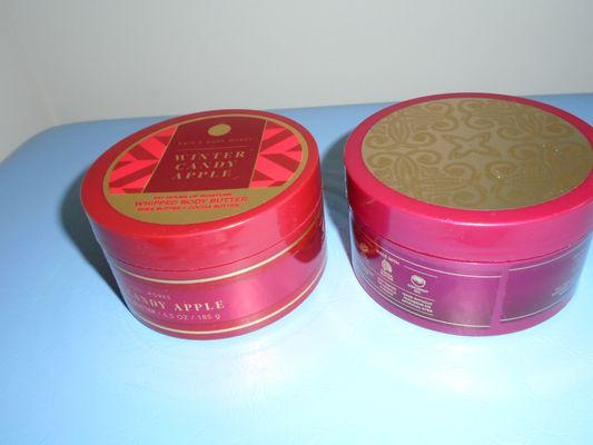 Body Butter (left; winter candy apple---right; Luminous)