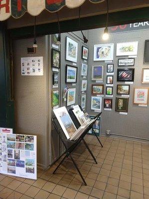 Some of the ever changing display of original portraits at the Art Stall Gallery.