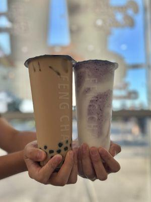 Classic Green Milk Tea and Purple Reign