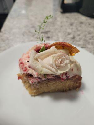 Vegan Orange Cake w/ Raspberry Jam & Elderflower Icing - soooo delicious & decadent! Highly recommended!!