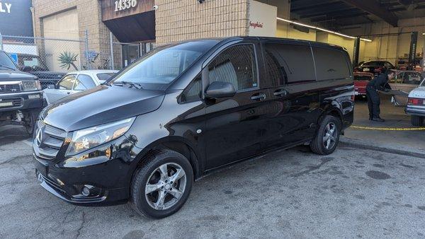 A Mercedes Metris returning to a customer after installing a level kit!