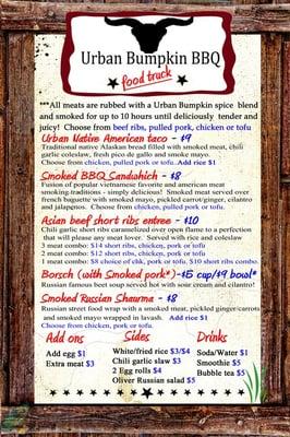 Urban Bumpkin BBQ Food Truck Menu