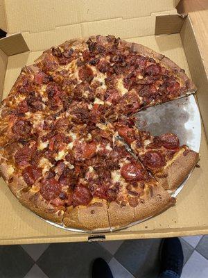 Bacon and pepperoni