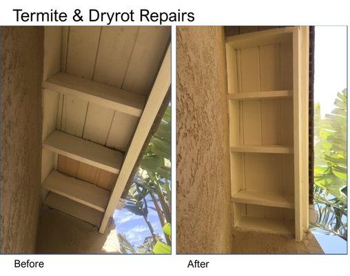 Our in-house crews of skilled carpenters specialize in termite and dryrot damage repairs.