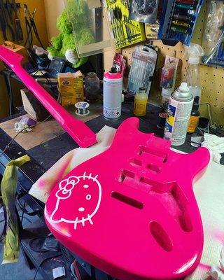 Custom Guitar Paint Job Hello Kitty