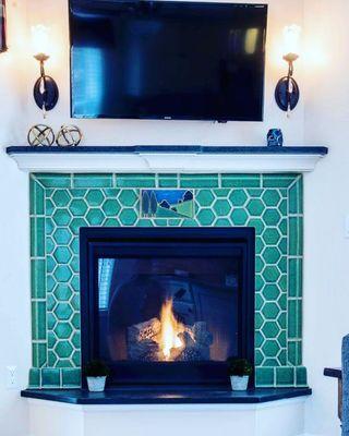 Custom fireplace.