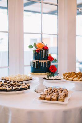 Our wedding cake and mini cupcakes! People still talk about these 3 years+ later