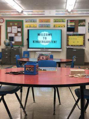 In our upgrades, we were able to add a SmartBoard in our kindergarten classroom.