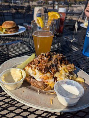 Loaded brisket mac and cheese potato