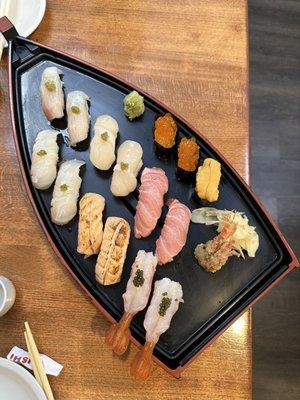 Amaebi, Salmon, Kanpachi, Toro, Tai, Ikura, Uni