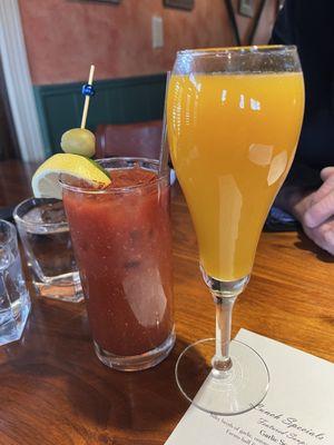 Peach mimosa and classic bloody.