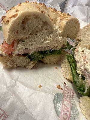 Chicken salad sandwich on garlic