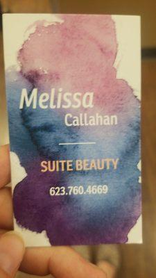 Contact information for Melissa, each stylist does their own appointments.