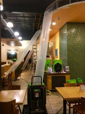 Water damage at a commercial restaurant.