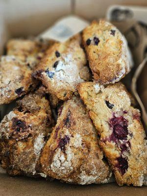 Alaska berry, raspberry & lemon, blueberry scones, so good!