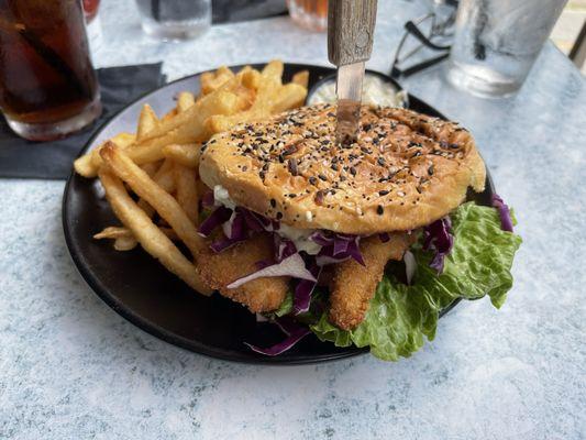 Perch Sandwich and fries