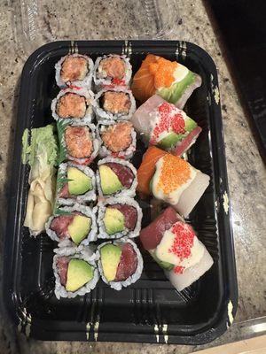 Spicy tuna, tuna avocado, and rainbow roll