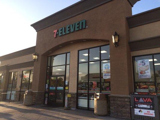 Neat and clean store front. Well lit at night for safety.