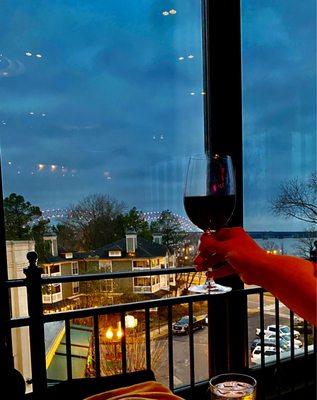 My friend holding her wine glass to the beautiful view!!