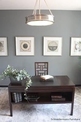 Schneidermans Furniture Desk, Chair and  Framed Art