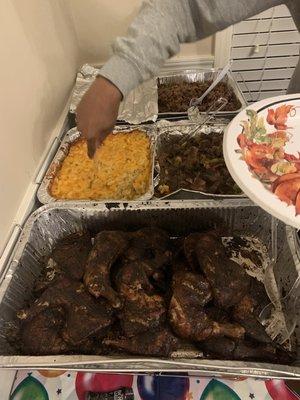 Even had their catered chicken Mac and cheese, rice and peas and oxtail. So good HAD to share it for the holidays